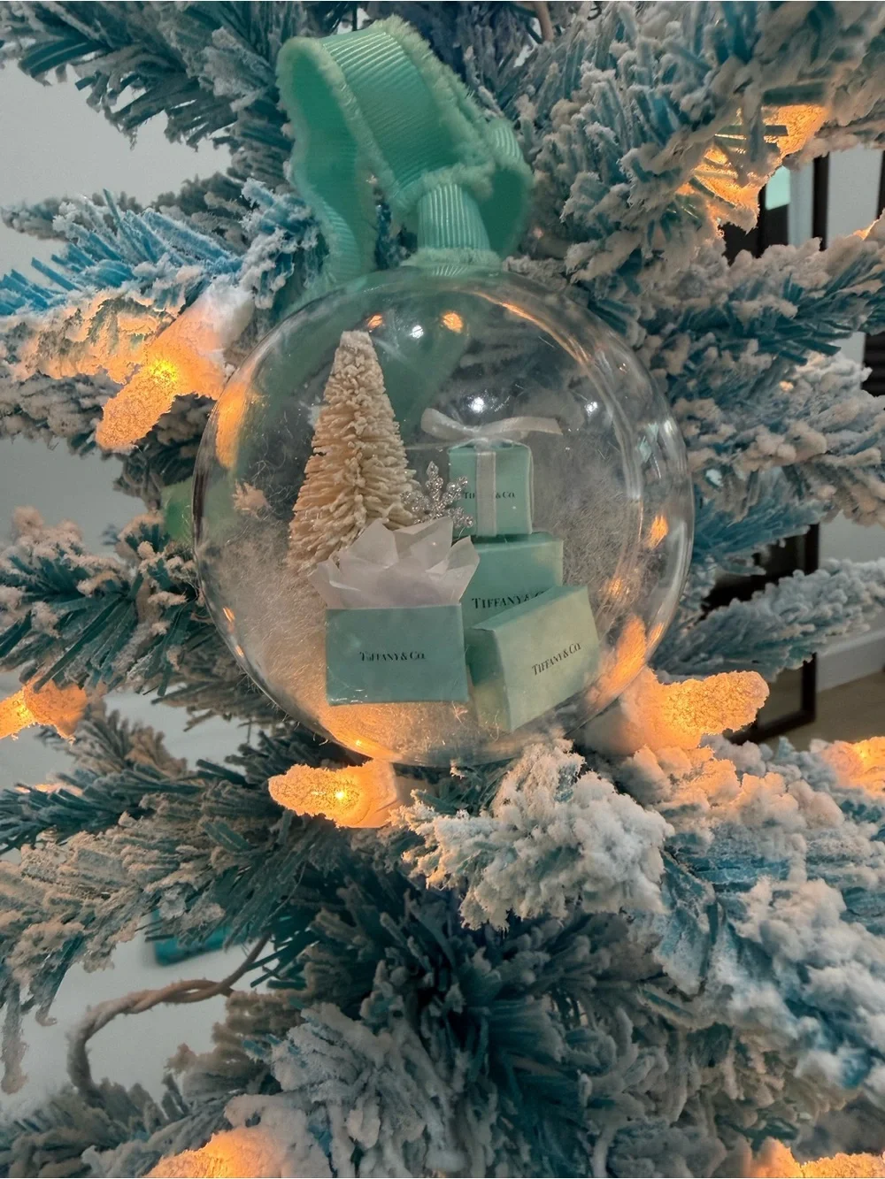 Set of 7 Tiffany and Co handmade Christmas ornaments.